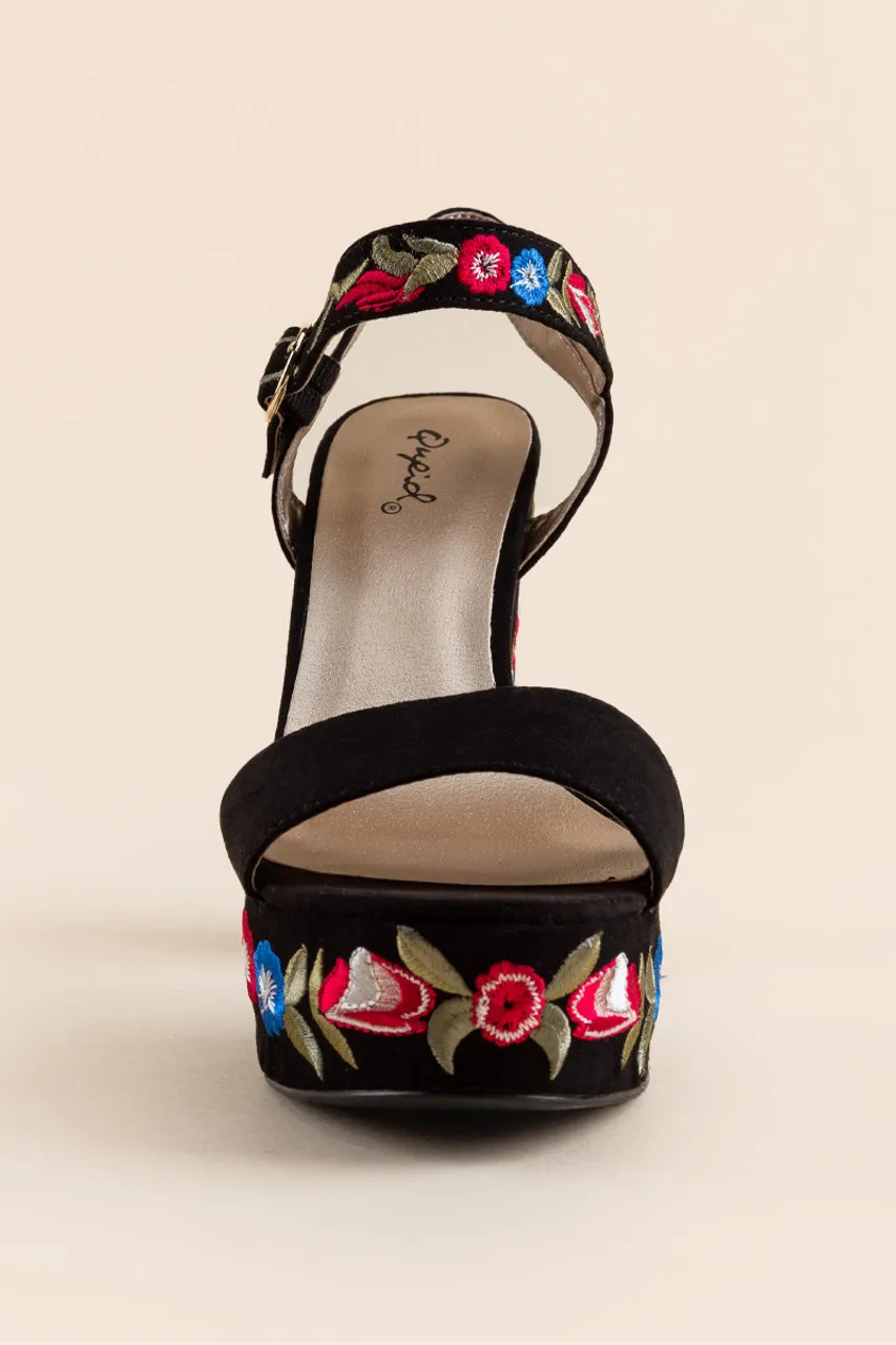 Embroidered Platform Wedges