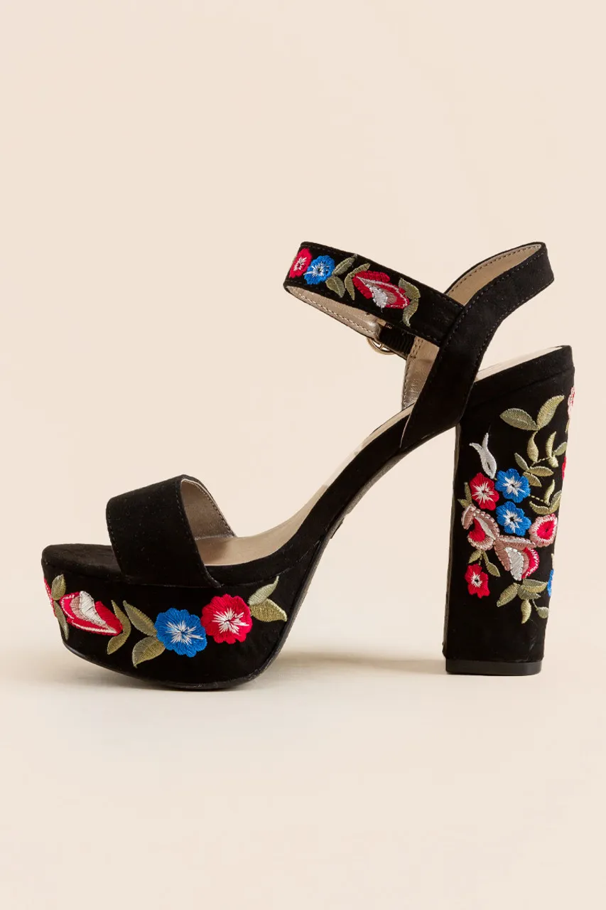 Embroidered Platform Wedges