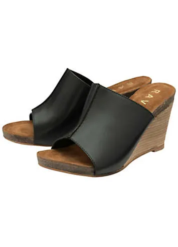 Ravell Black Leather Corby Wedges | Kaleidoscope