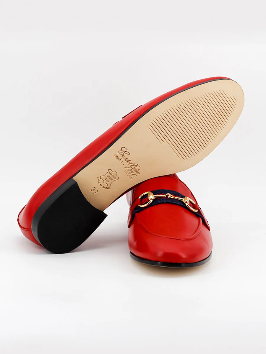 Red leather tassel loafers - Taormina.