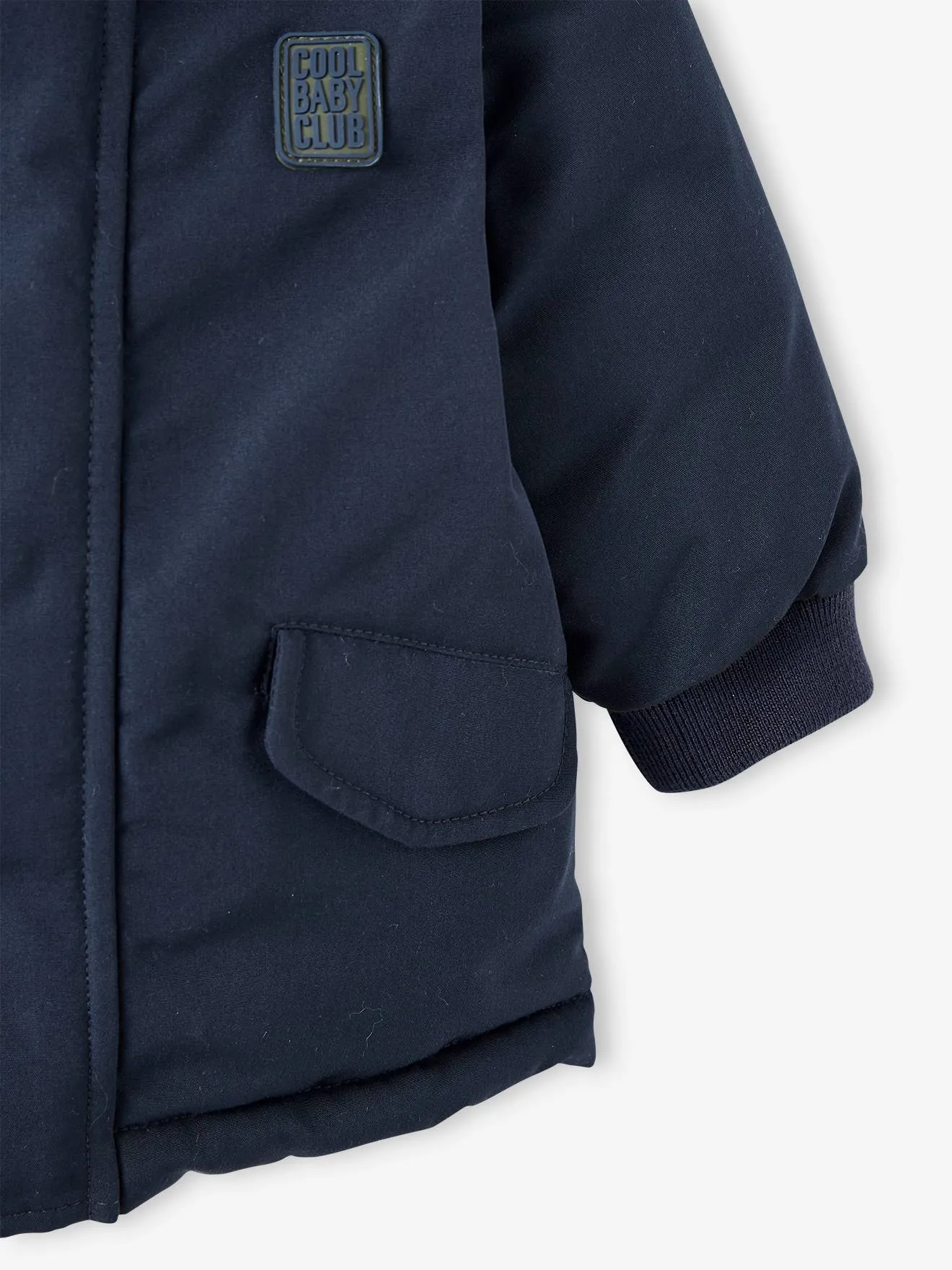 Reversible Parka with Hood for Babies - blue dark solid with design