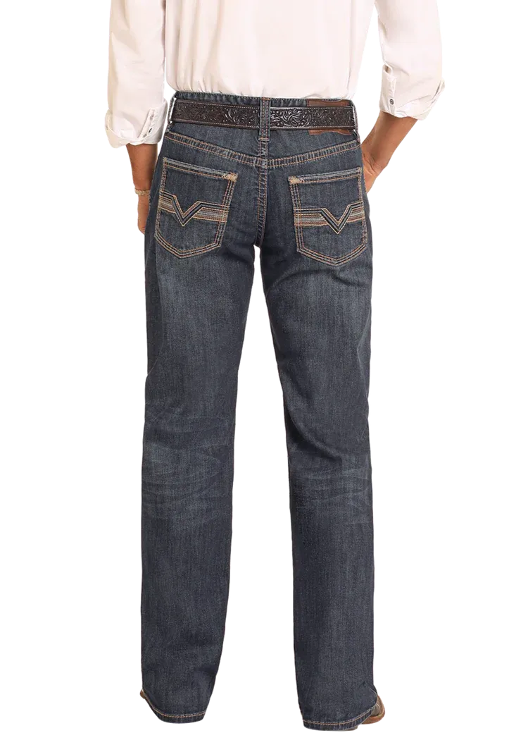 Rock & Roll Relaxed Fit Two-Tone Stitch Straight Leg Jeans