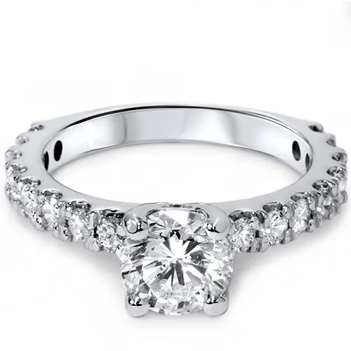 Round Cut Diamond Engagement Ring 1.5ct in 14K White Gold