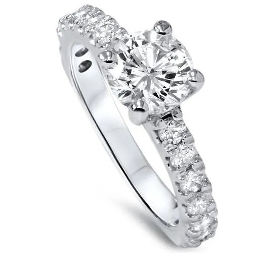 Round Cut Diamond Engagement Ring 1.5ct in 14K White Gold