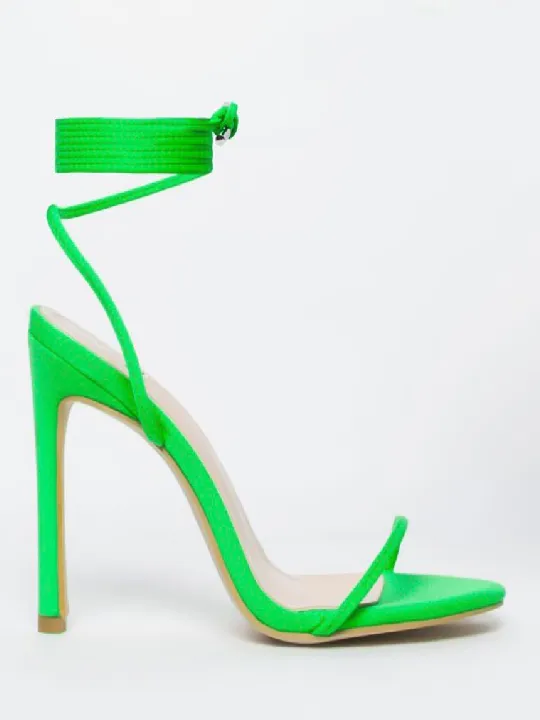 Lace-Up Stiletto Sandals with Round Open Toe & High Heel