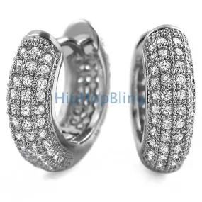 Rounded Hoops Hoop Earrings CZ Micro Pave Set