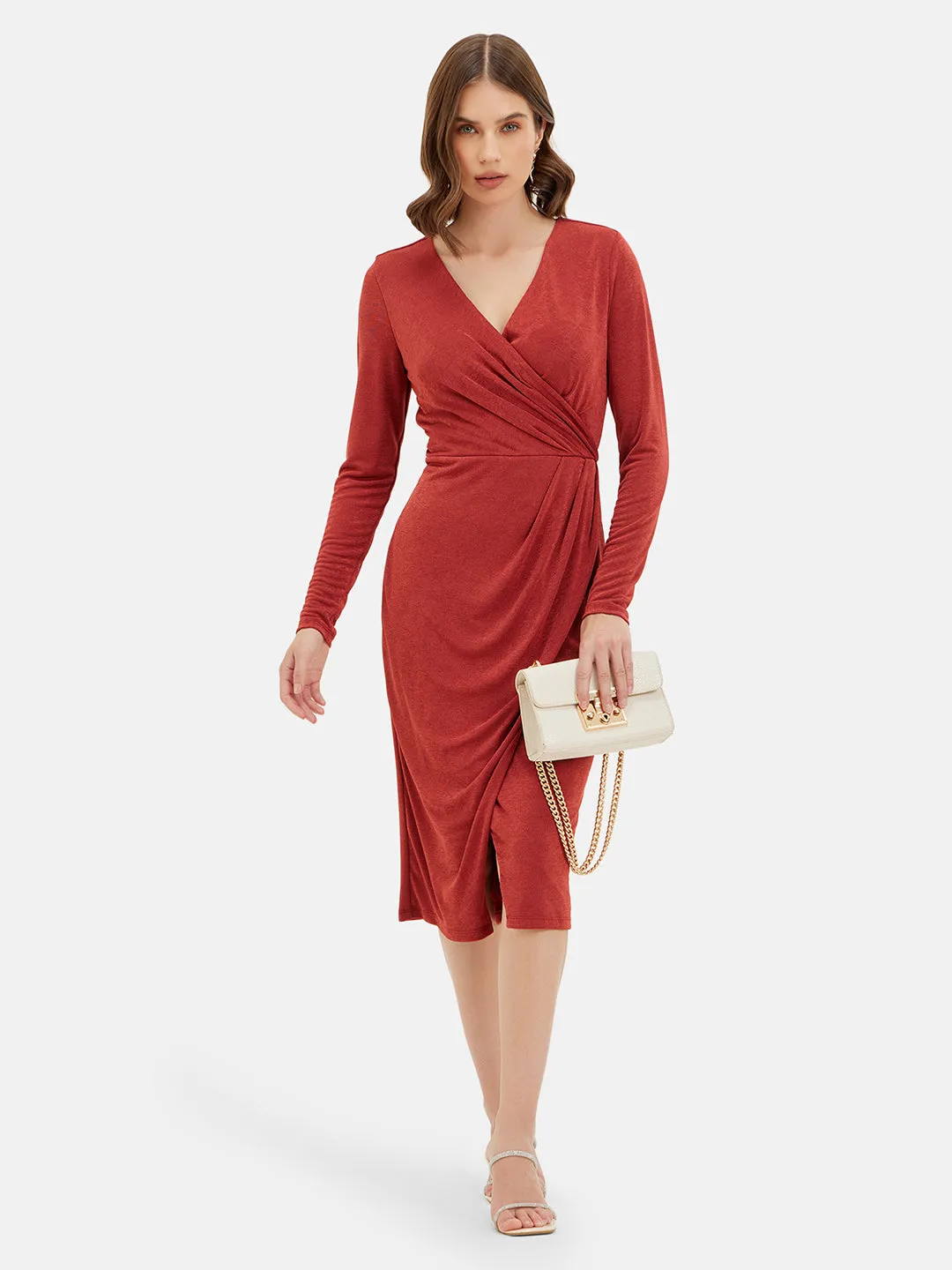 Ruched Knee-Length Dress