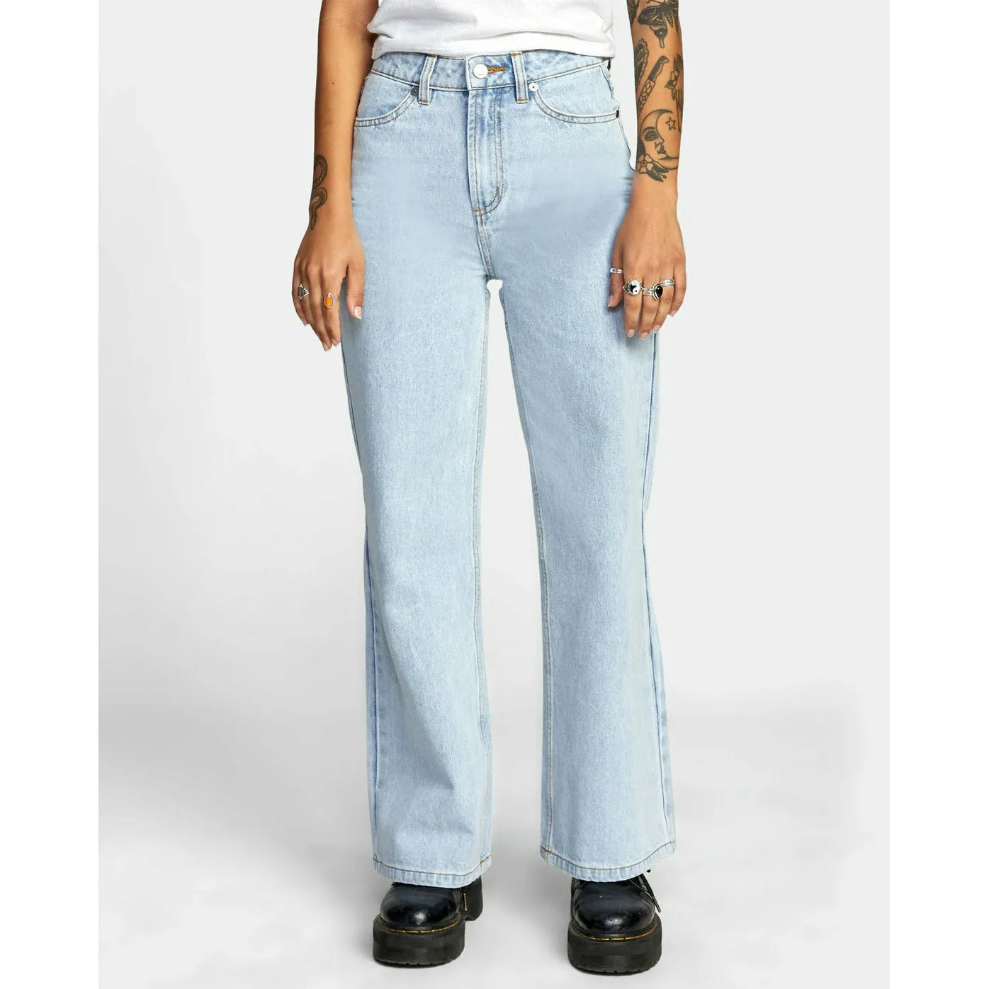 RVCA Coco Wide Leg Denim Jeans - Light Vintage Wash