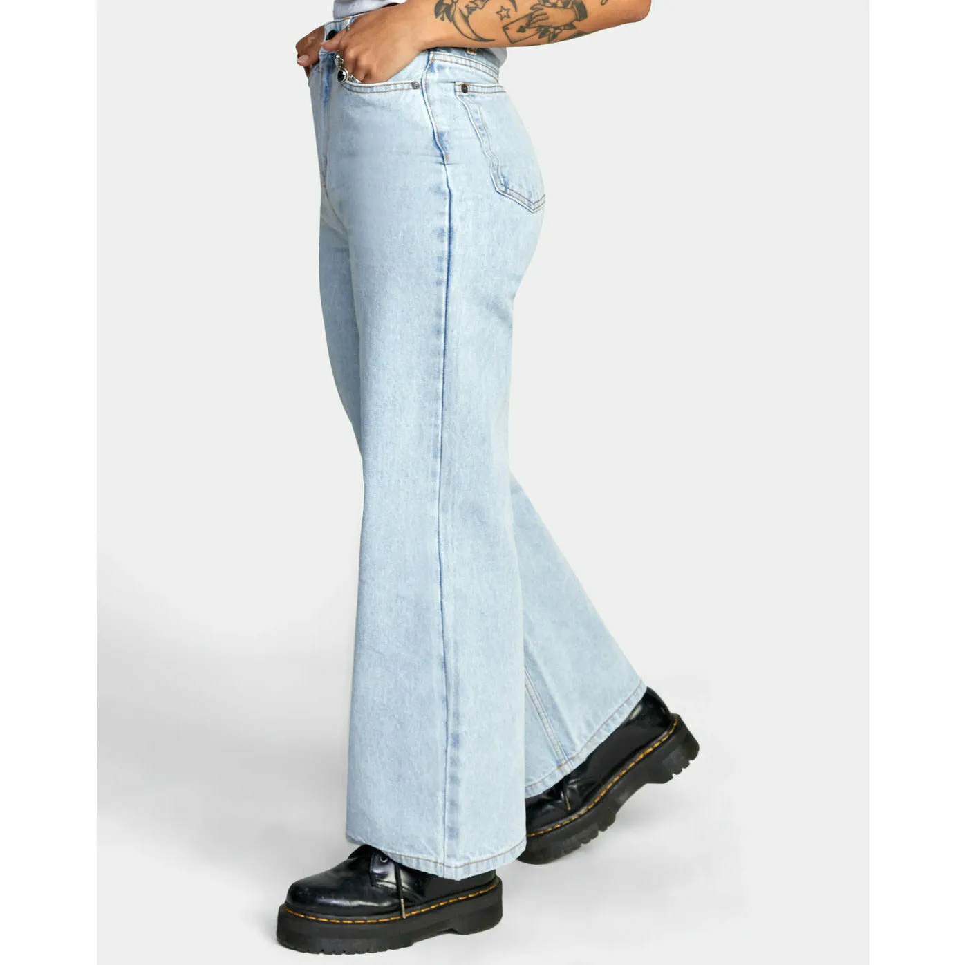 RVCA Coco Wide Leg Denim Jeans - Light Vintage Wash