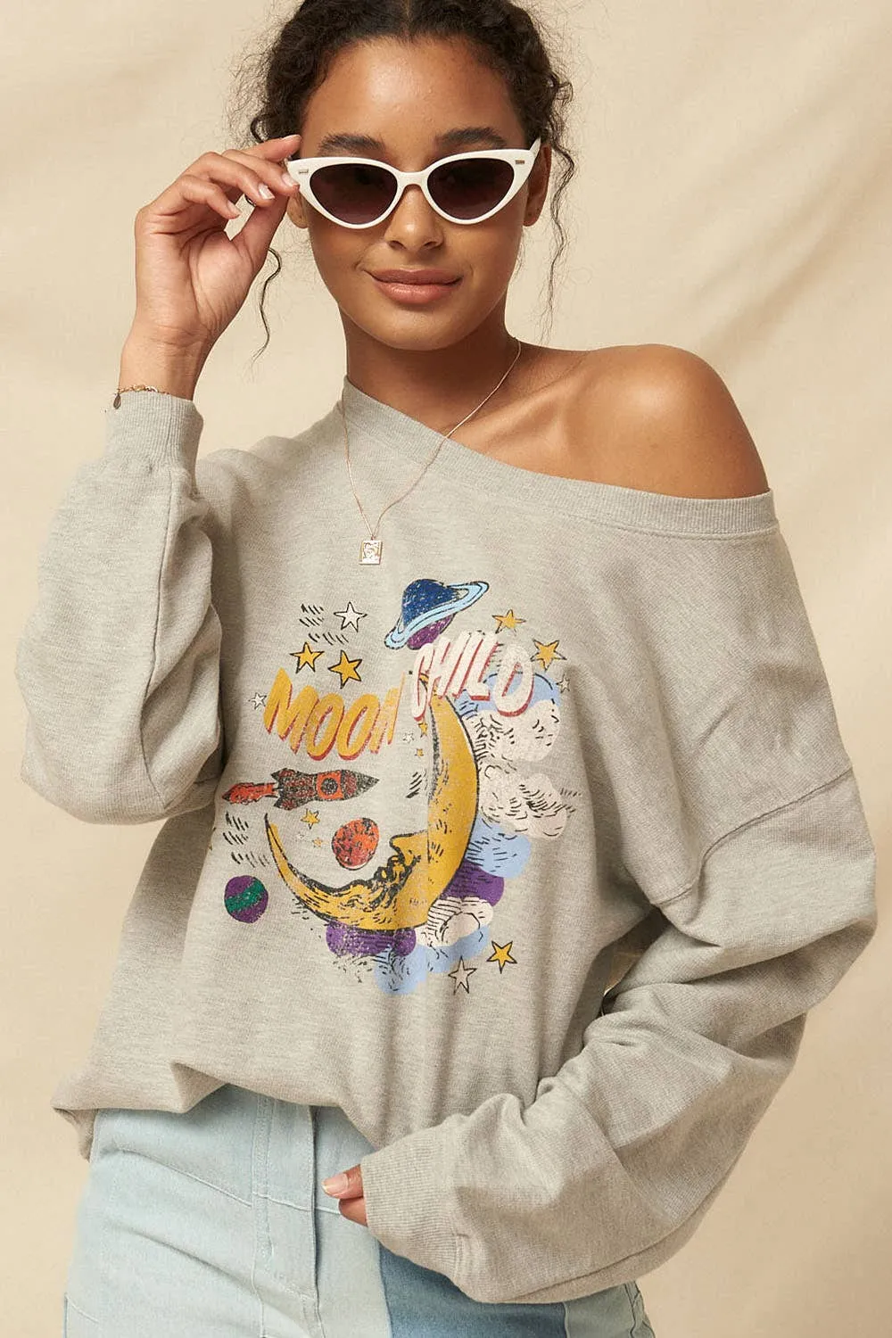 Vintage Moon Child Graphic Sweatshirt - Sale