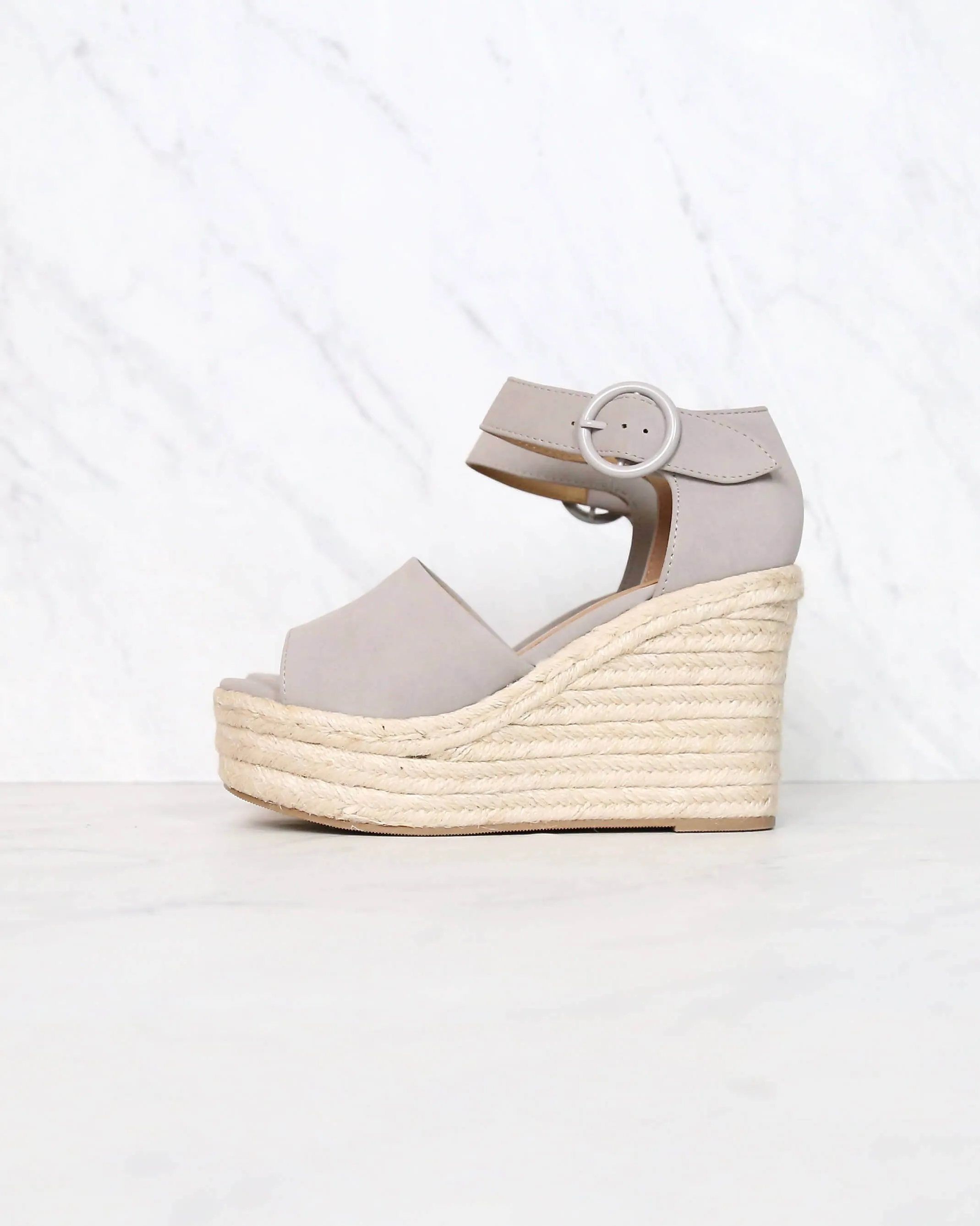 Sassy Light Grey Espadrille Wedges