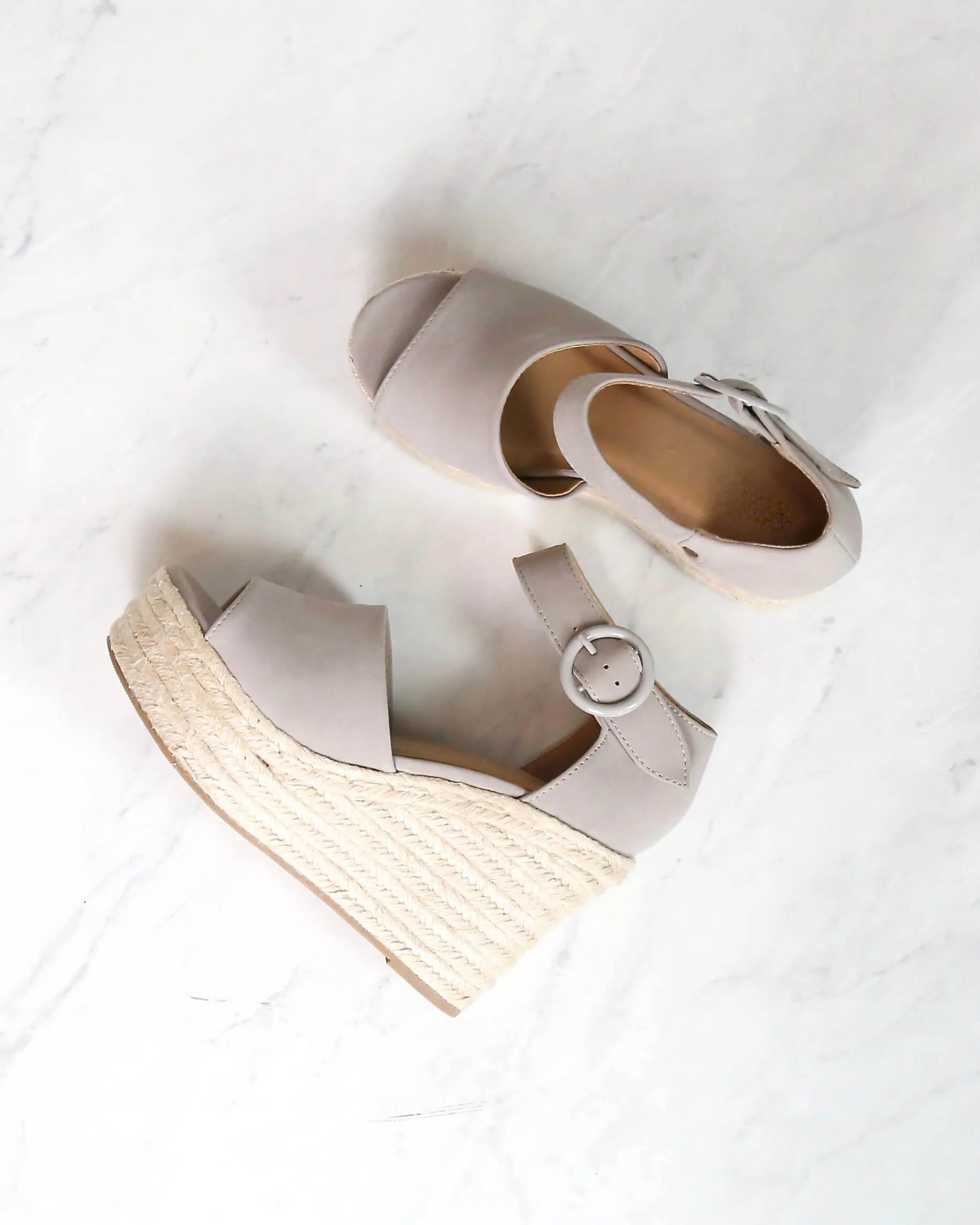 Sassy Light Grey Espadrille Wedges