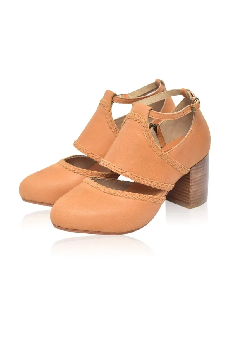 Ladies Light Tan Leather Heels