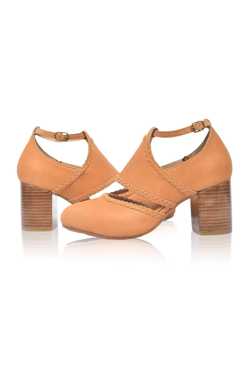 Ladies Light Tan Leather Heels