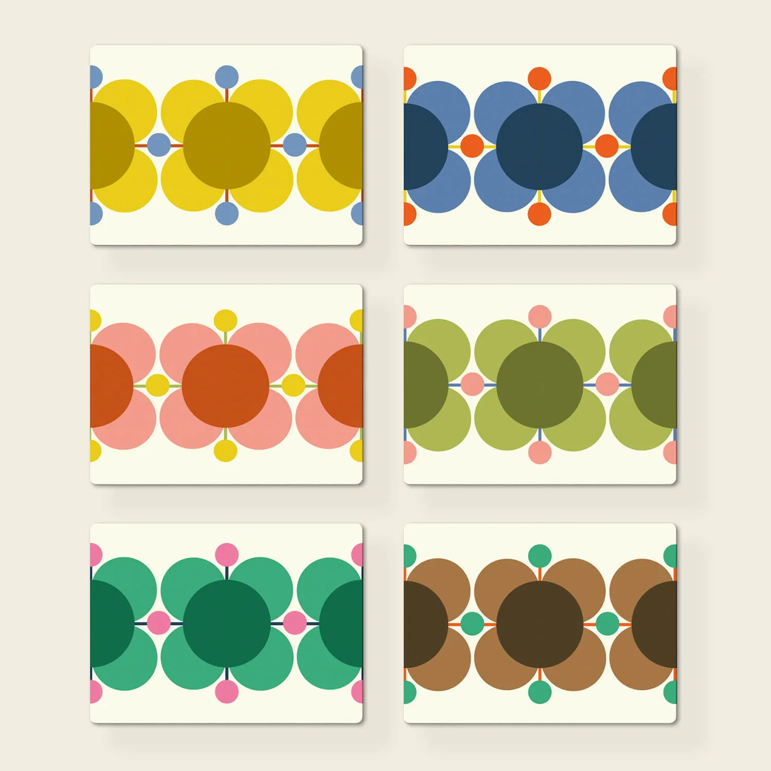 Set of 6 Placemats - Atomic Flower