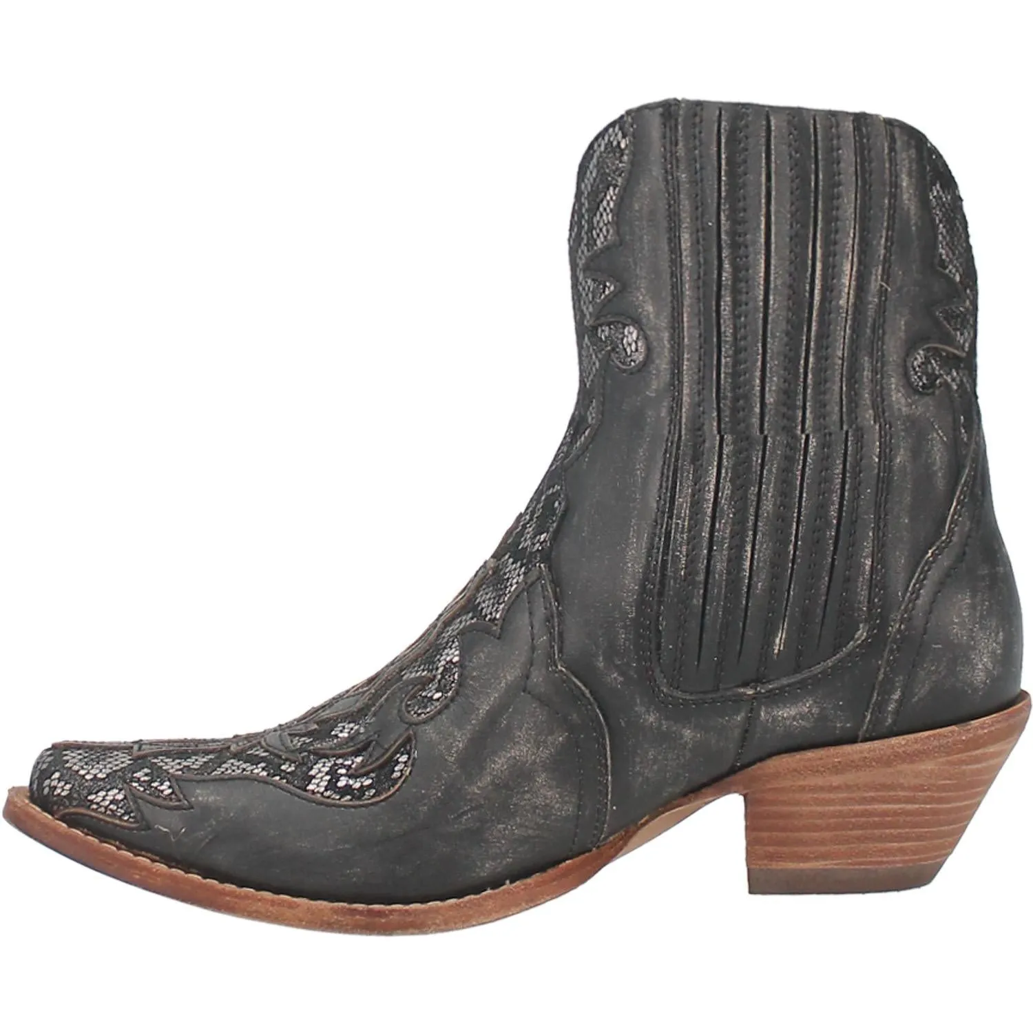 Shay Black Leather Western Booties (DS)