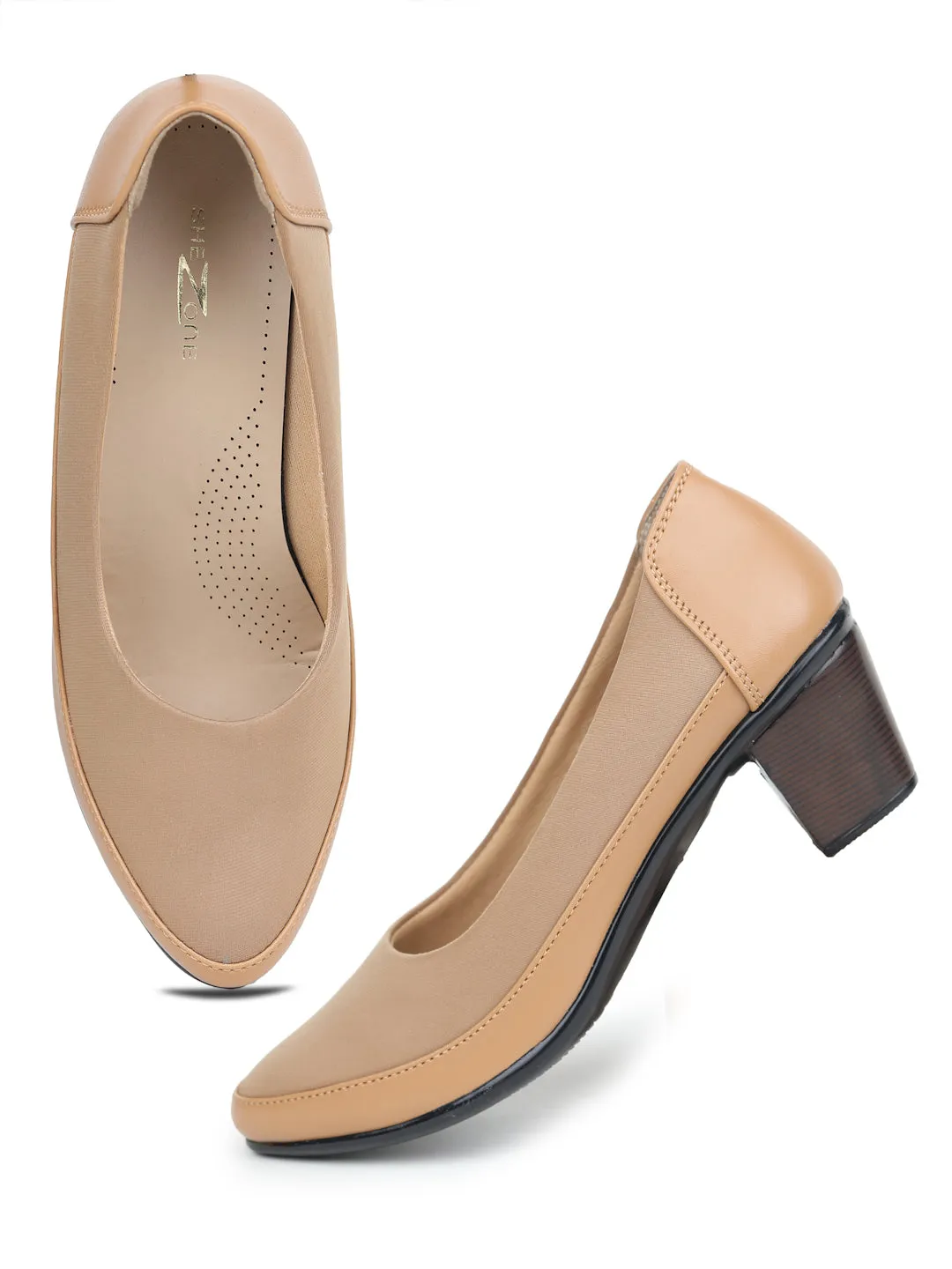 Shezone Beige Women Heels