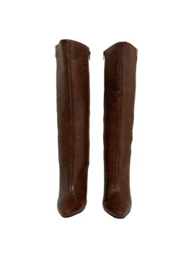 Shoedazzle Brown Knee-High Boots with Heels, Size 7.