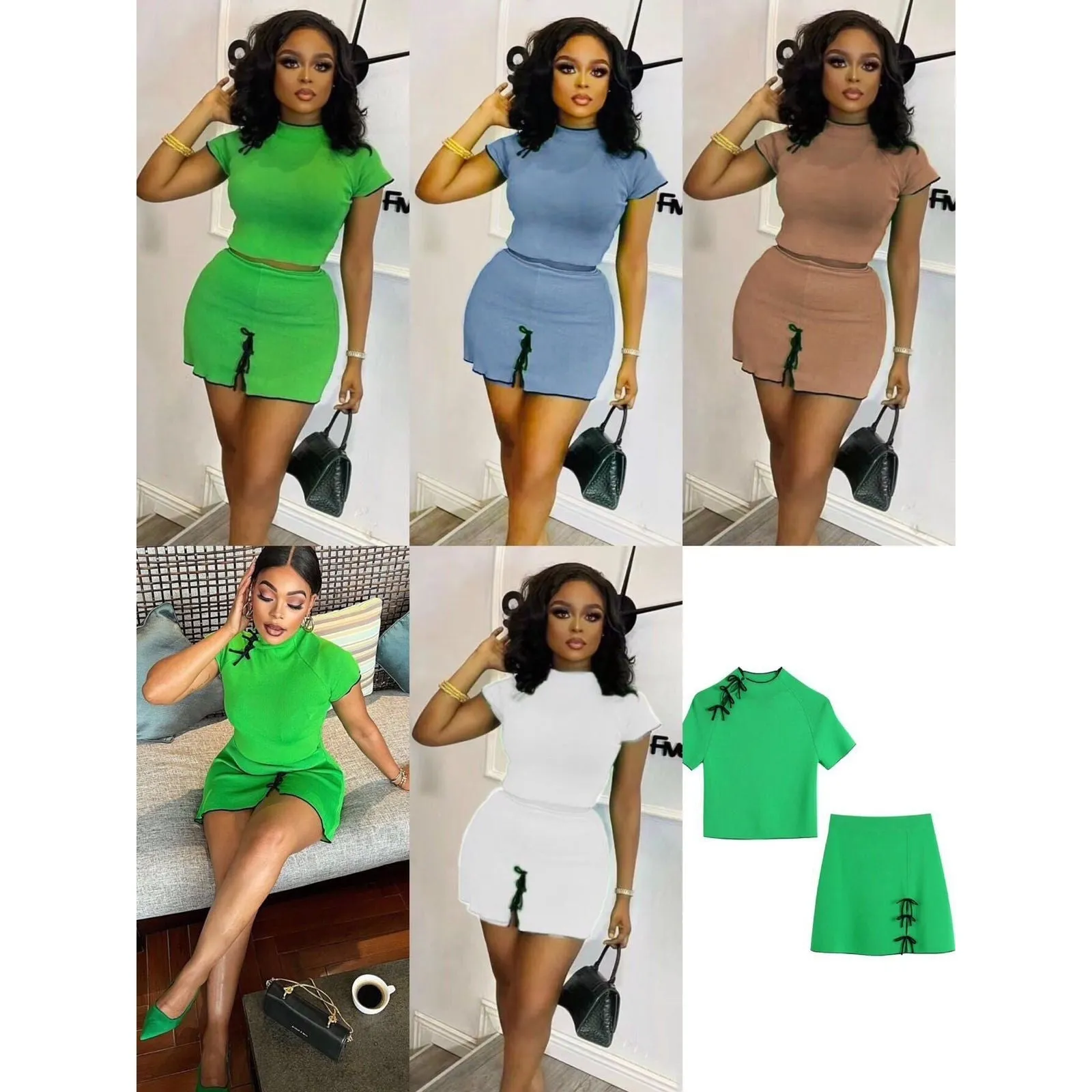 Short Sleeve Top and Mini Skirt Matching Set