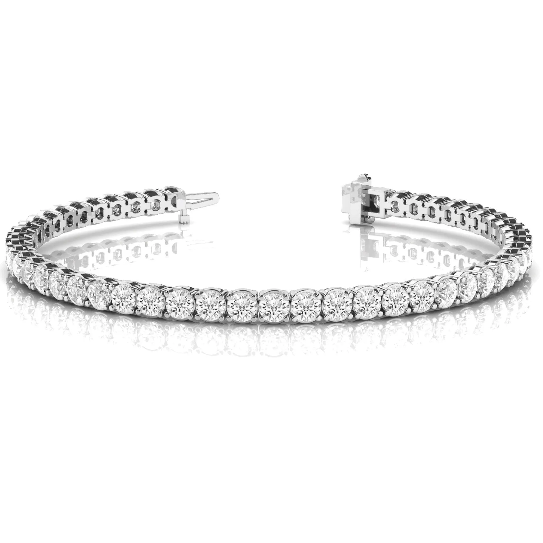 Single Row Prong Set Round Diamond Tennis Bracelet 11.27 Carat 14K White Gold