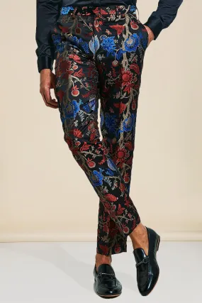 Slim Floral Jacquared Suit Trousers