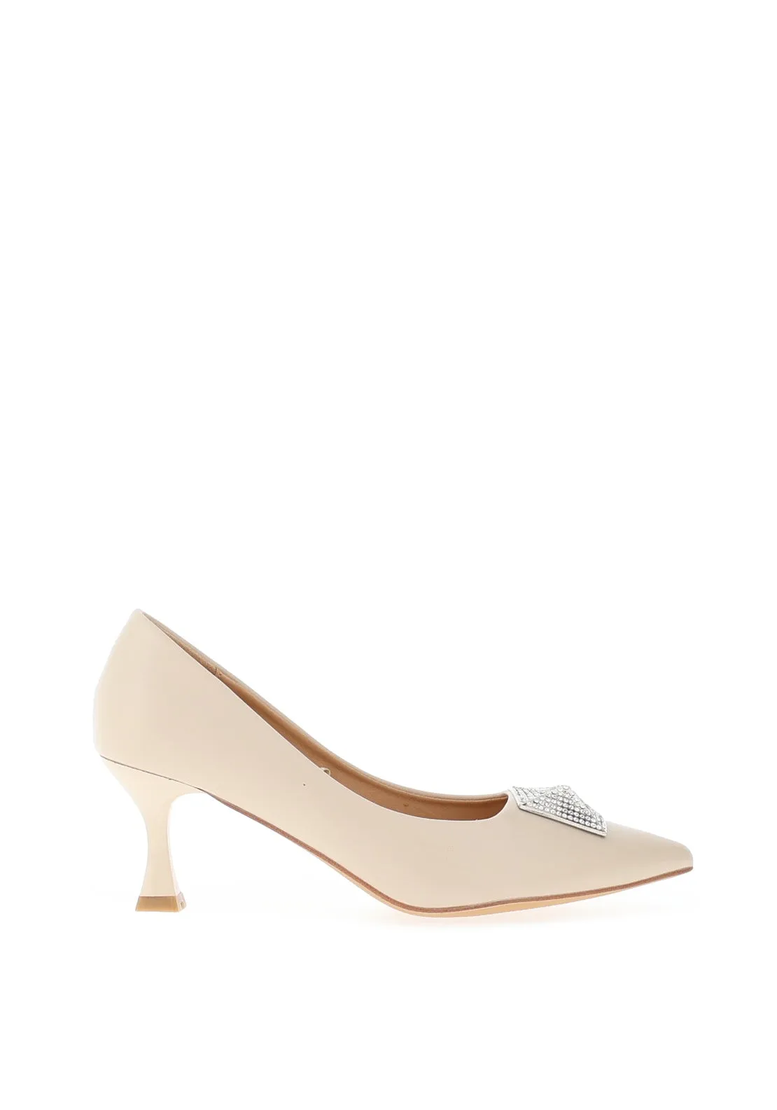 Sorento Secret Garden Faux Leather Embellished Heels, Nude