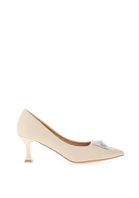 Sorento Secret Garden Faux Leather Embellished Heels, Nude