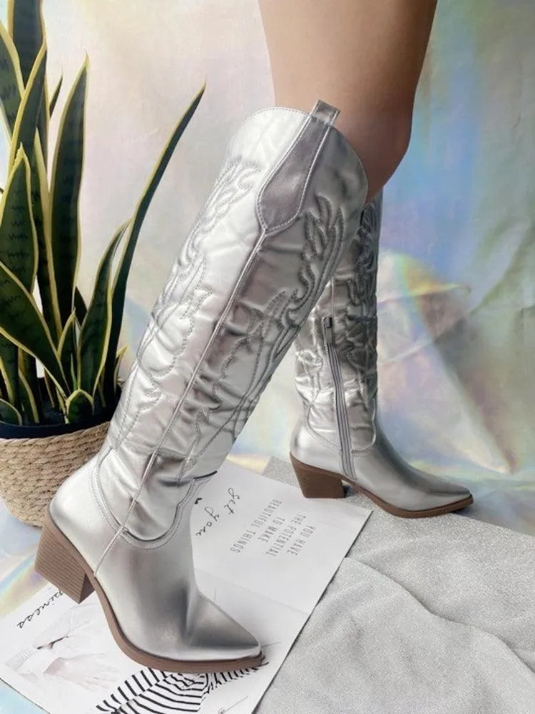 Sparkling Cowgirl Cowboy Boots with Knee-High Style