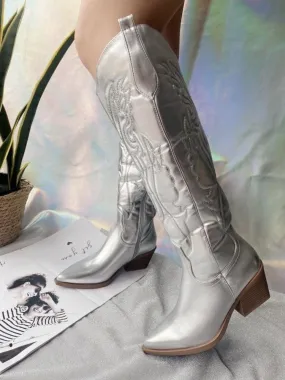 Sparkling Cowgirl Cowboy Boots with Knee-High Style