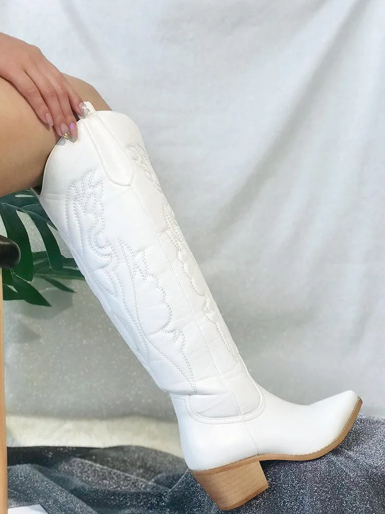 Sparkling Cowgirl Cowboy Boots with Knee-High Style