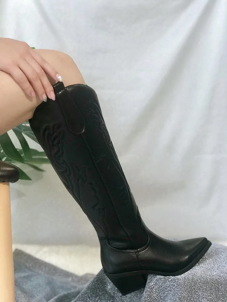 Sparkling Cowgirl Cowboy Boots with Knee-High Style