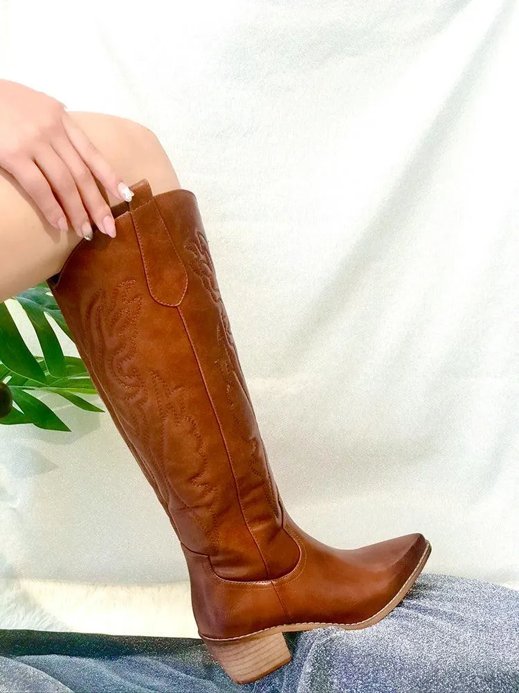 Sparkling Cowgirl Cowboy Boots with Knee-High Style