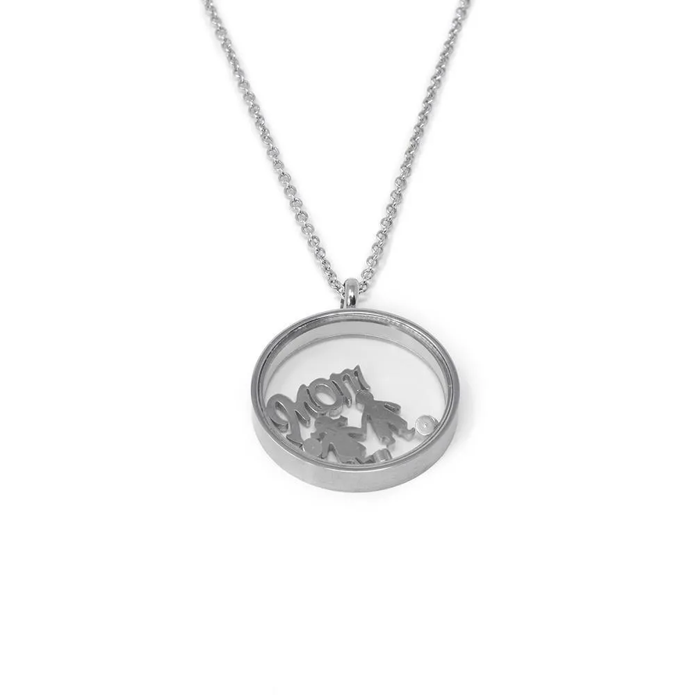 Stainless Steel Mom Glass Locket Necklace: Mother's Day Gift