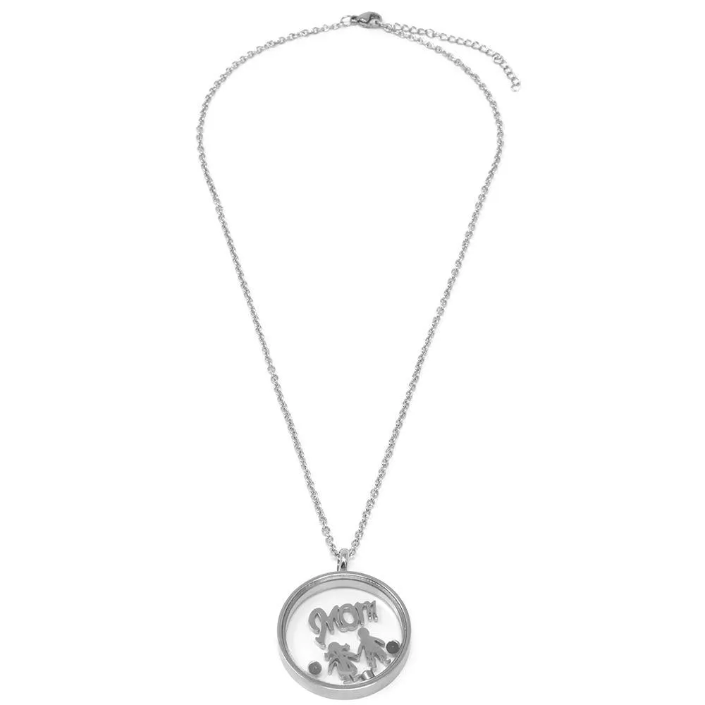 Stainless Steel Mom Glass Locket Necklace: Mother's Day Gift