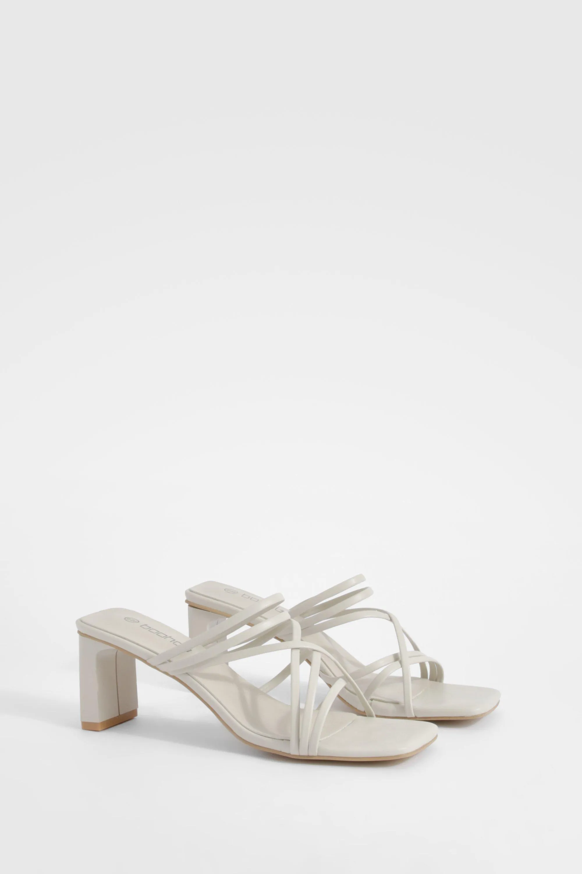 Strappy Low Block Heeled Mules