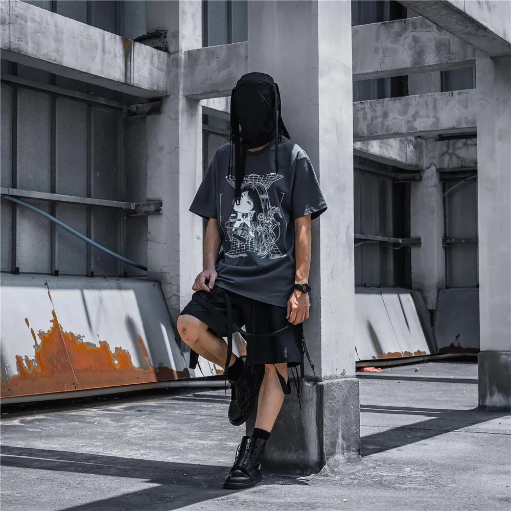 Streetwear Robotic Anime Girl Loose T-Shirt