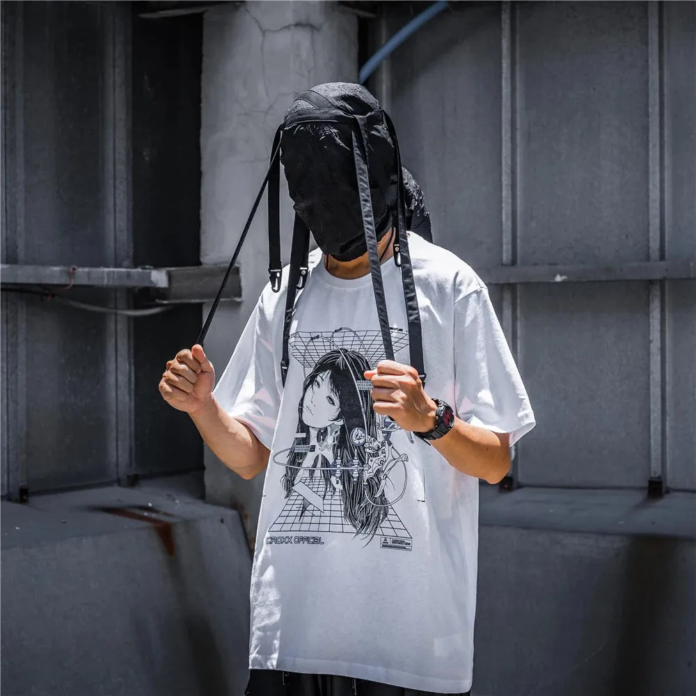 Streetwear Robotic Anime Girl Loose T-Shirt