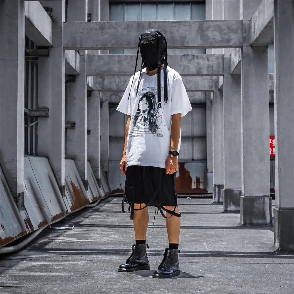 Streetwear Robotic Anime Girl Loose T-Shirt