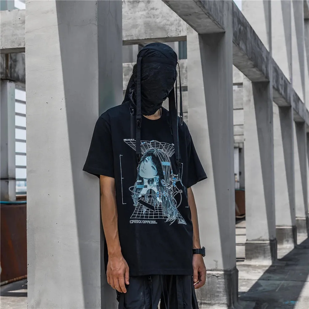 Streetwear Robotic Anime Girl Loose T-Shirt