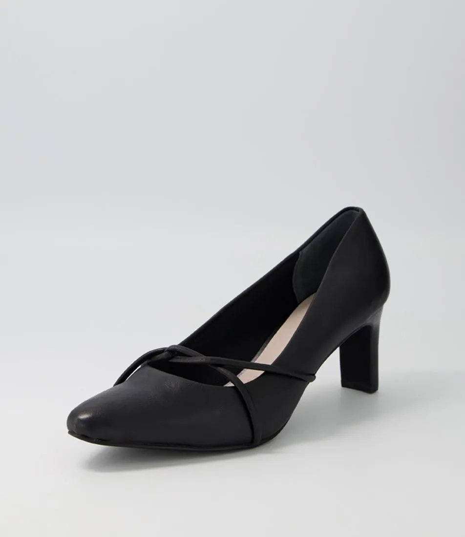 SUPERSOFT Nans Black Leather Leather Heels