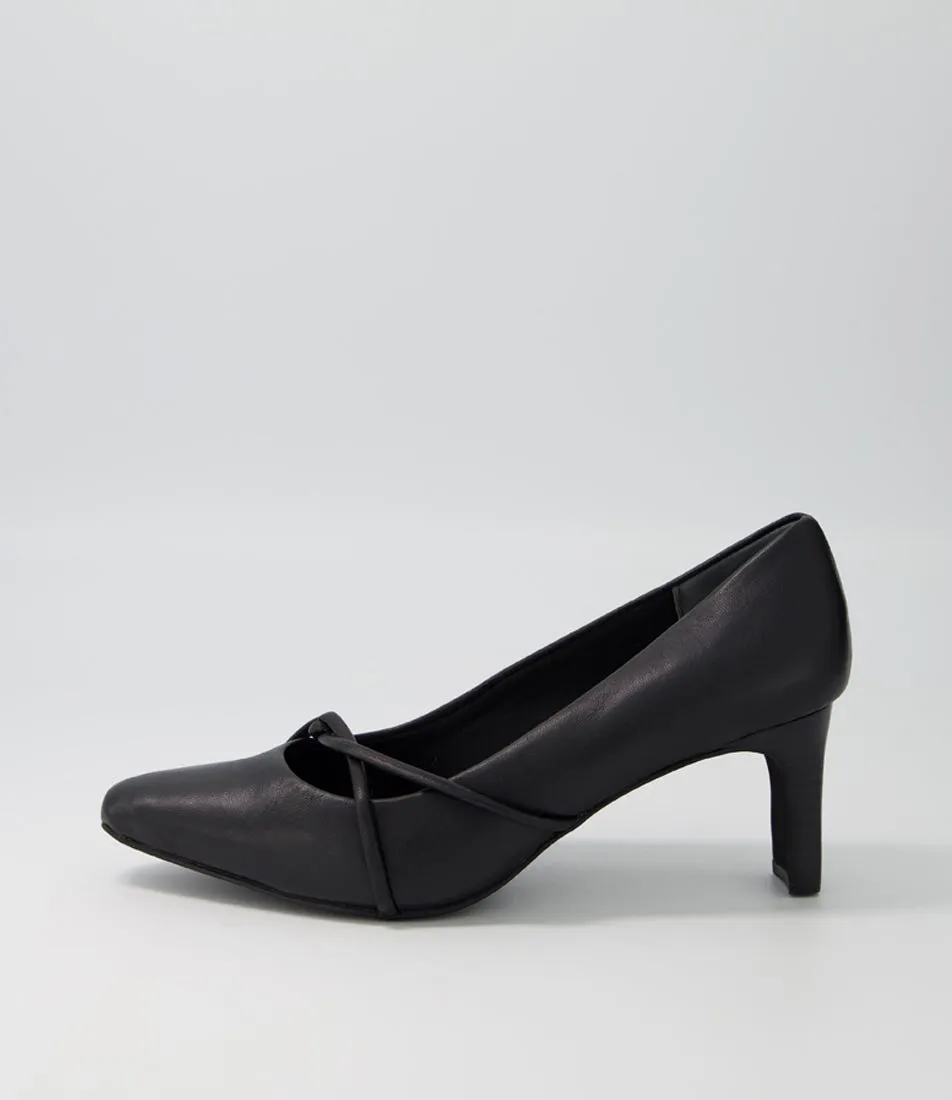 SUPERSOFT Nans Black Leather Leather Heels