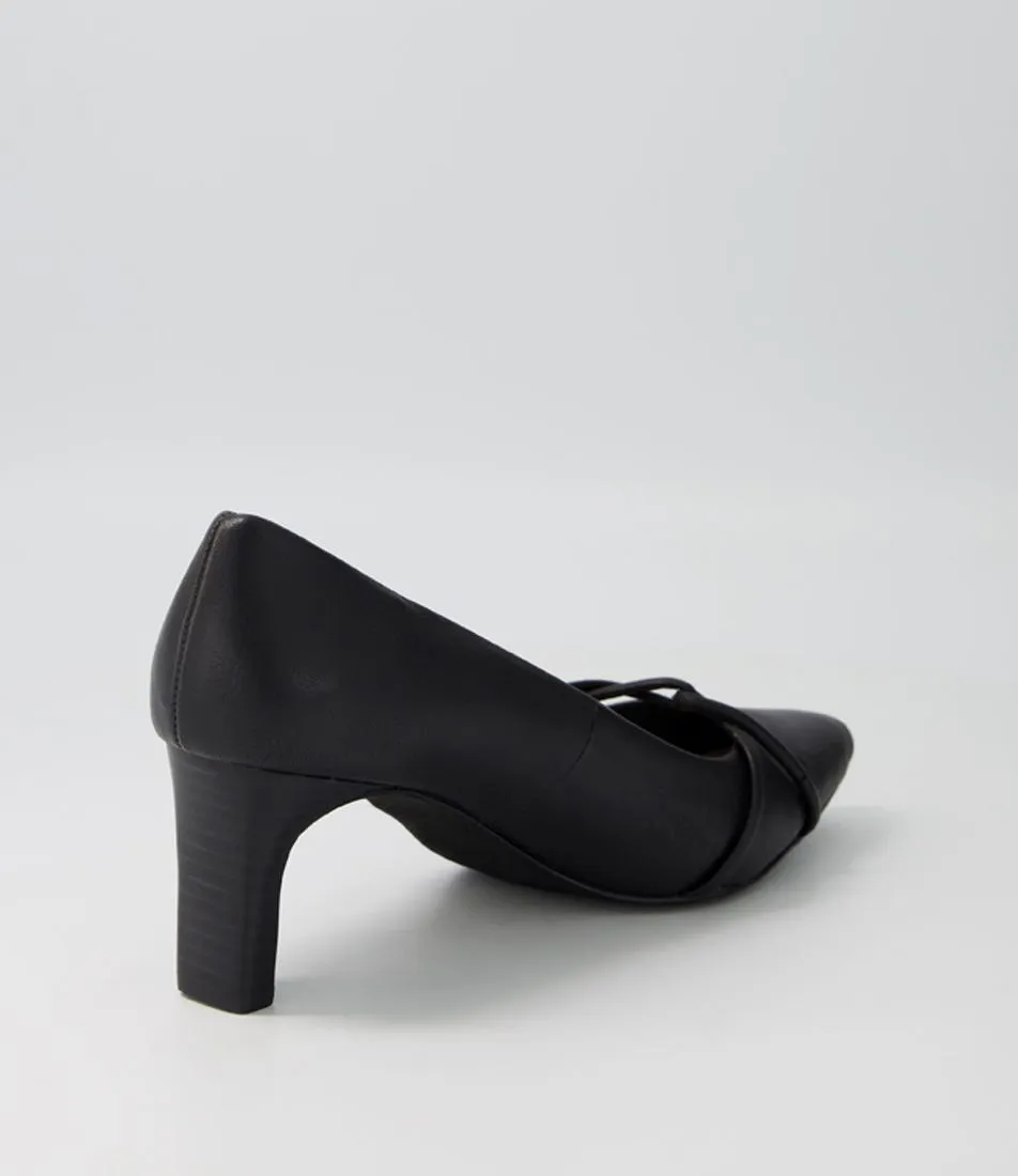 SUPERSOFT Nans Black Leather Leather Heels