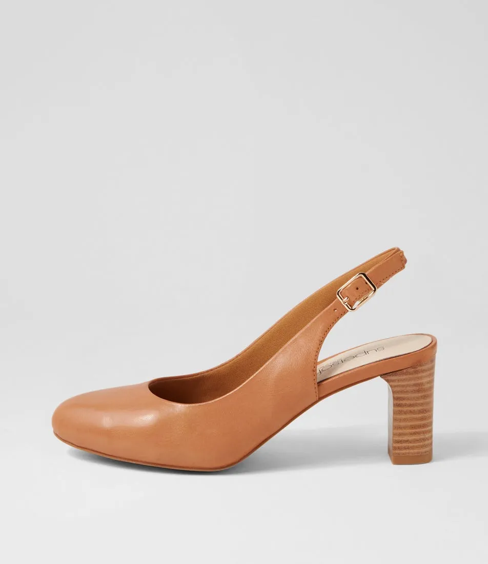 SUPERSOFT Politix Dark Tan Natural Leather Heels