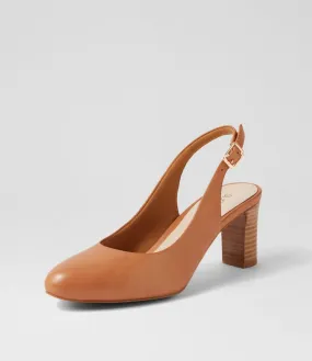 SUPERSOFT Politix Dark Tan Natural Leather Heels