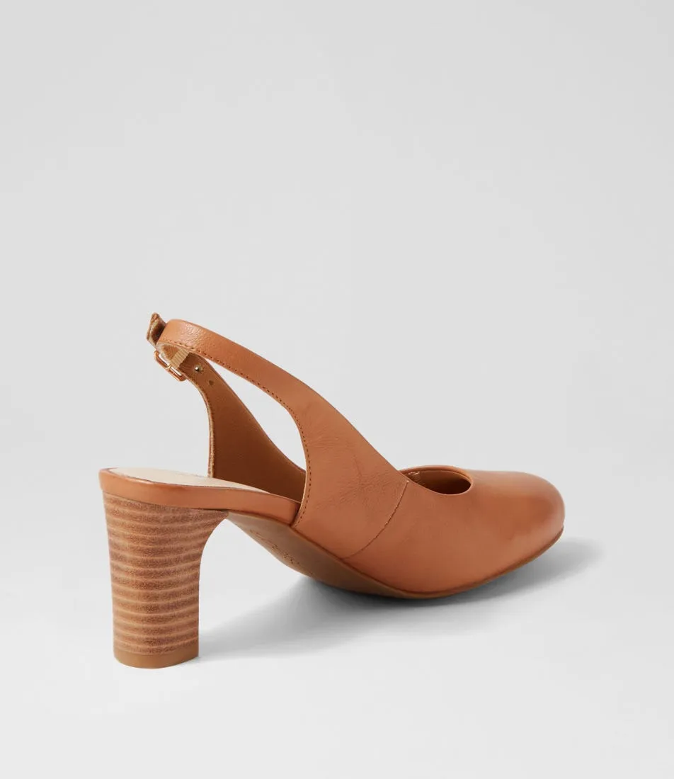 SUPERSOFT Politix Dark Tan Natural Leather Heels