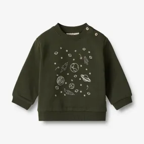 Sweatshirt Space Embroidery | Baby - deep forest