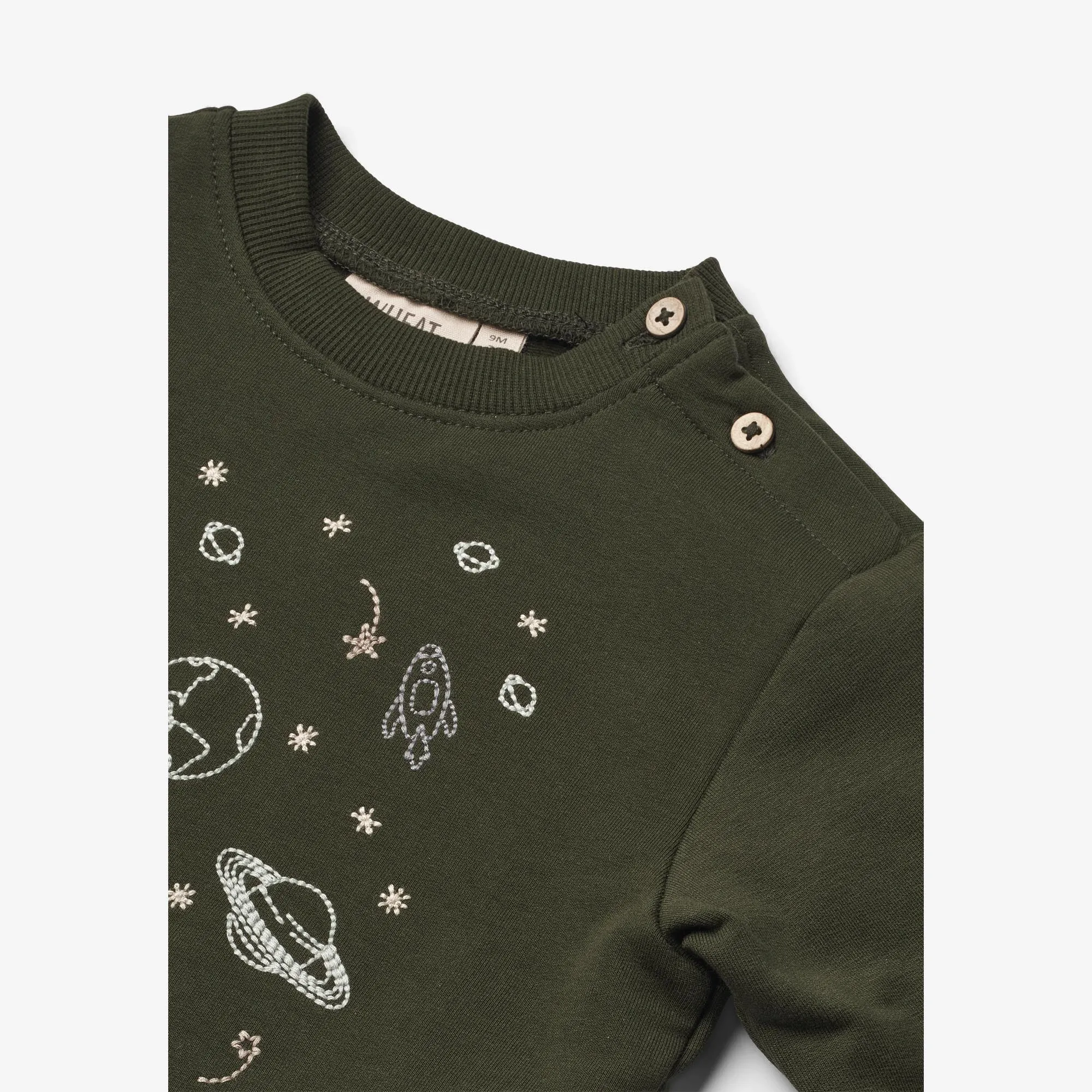 Sweatshirt Space Embroidery | Baby - deep forest