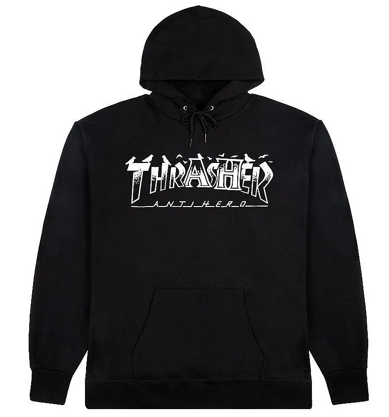 sweatshirt Thrasher Pigeon Mag X Antihero Hood - Black - men´s