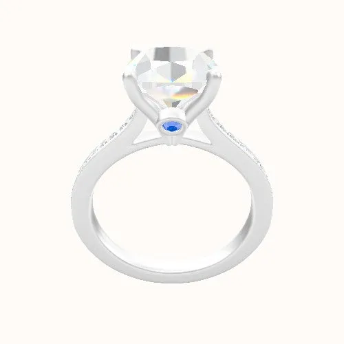 Tapered Channel Set Engagement Ring With Accent Diamond Head