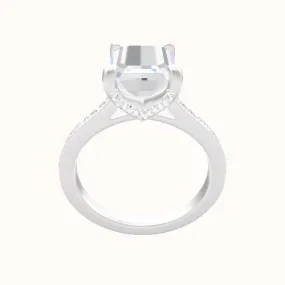 Tapered Channel Set Engagement Ring With Pave V Prong Head